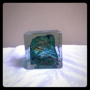 Decorative glass cube.